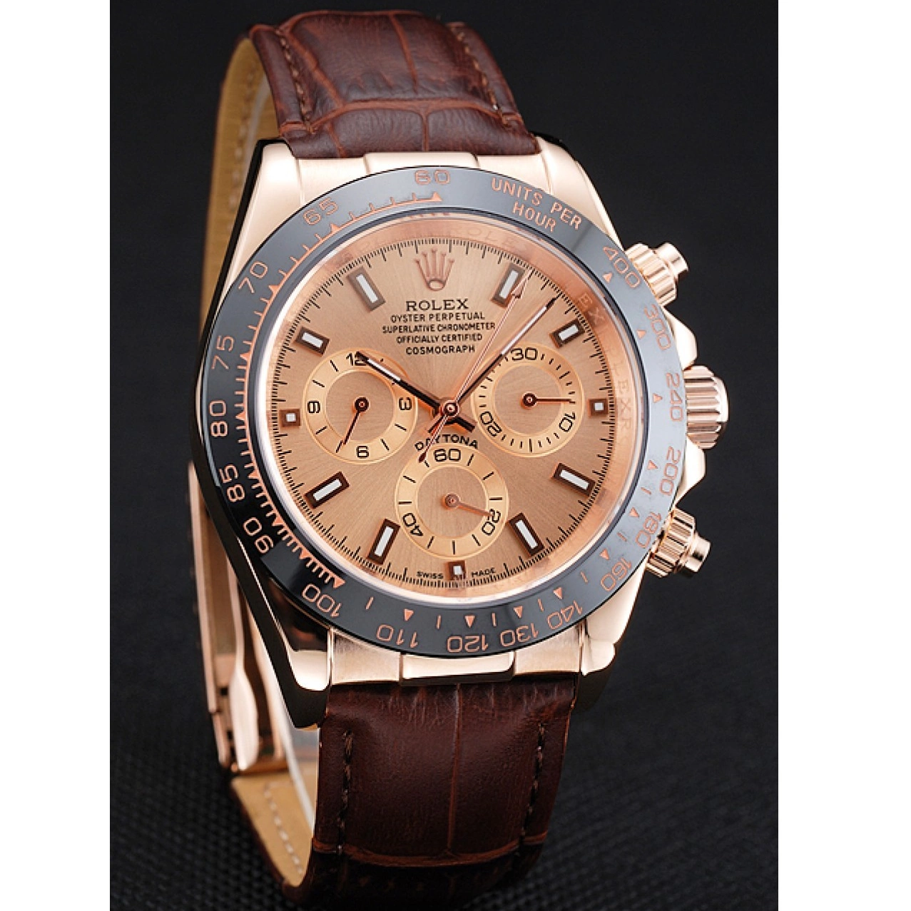 Best AAA Replica Sites Brown Brown Gold Dial 1454243 Bracelet Rose Cosmograph Rolex Daytona Leather Case 0520